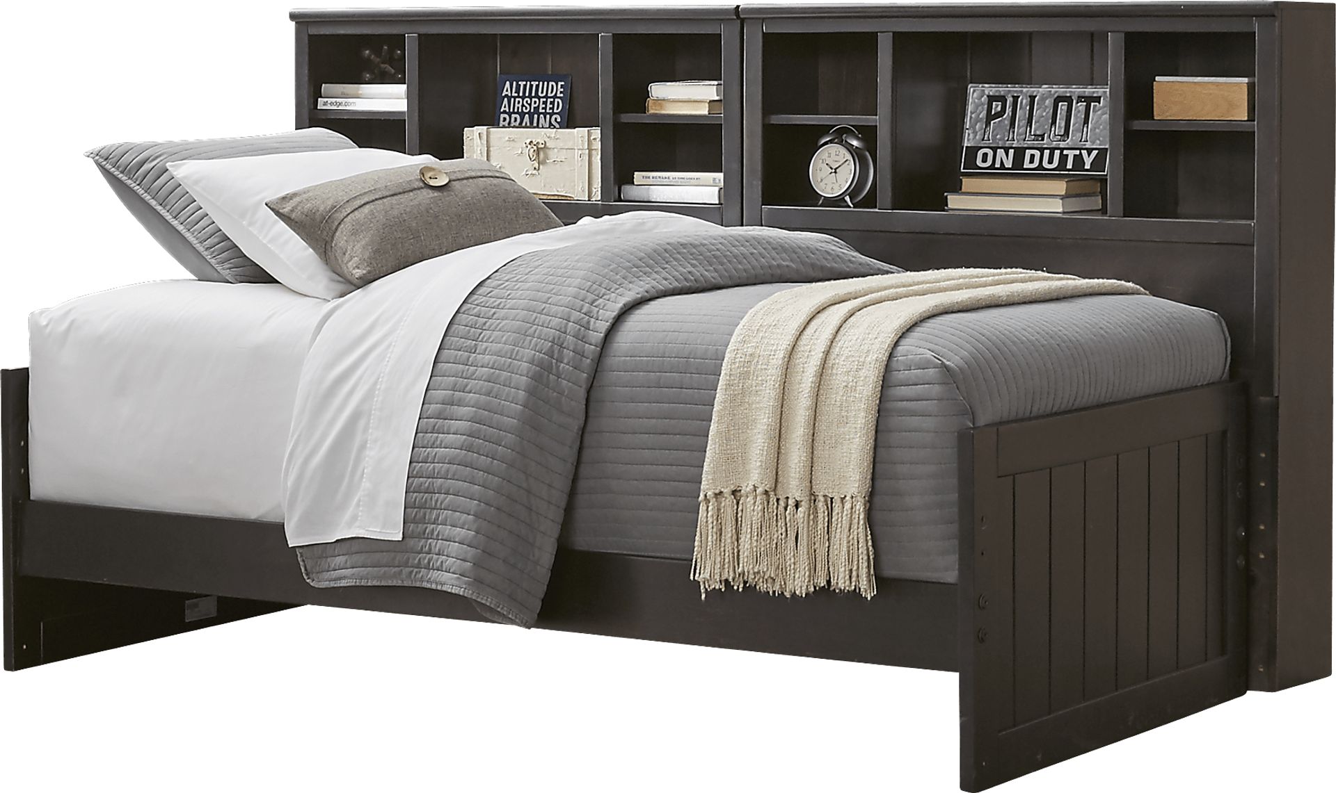 Kids Creekside Charcoal 3 Pc Full Bookcase Wall Bed - Image 1
