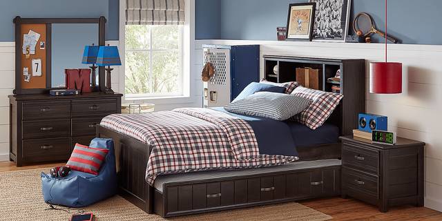 Kids Creekside Charcoal 5 Pc Twin Bookcase Bedroom - Thumbnail - Image 2