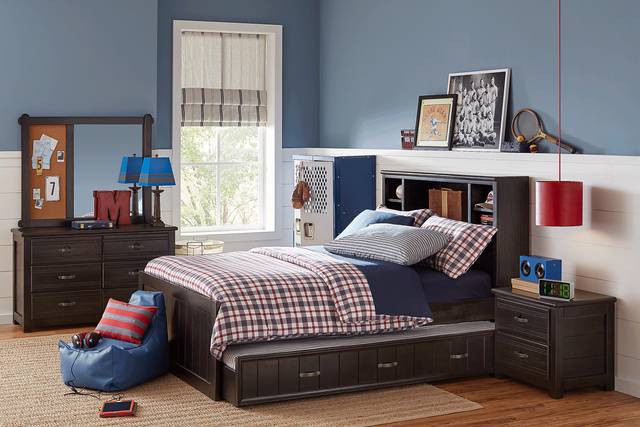 Kids Creekside Charcoal 5 Pc Twin Bookcase Bedroom - Thumbnail - Image 1