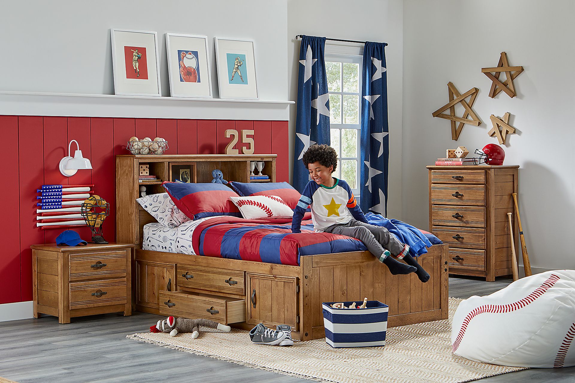 Creekside Chestnut Dark Wood 3 Pc Twin Bookcase Bed With Rails Rooms to Go