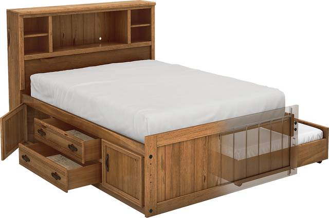Kids Creekside Chestnut 5 Pc Full Bookcase Bed with Storage & Twin Storage Trundle - Thumbnail - Image 2