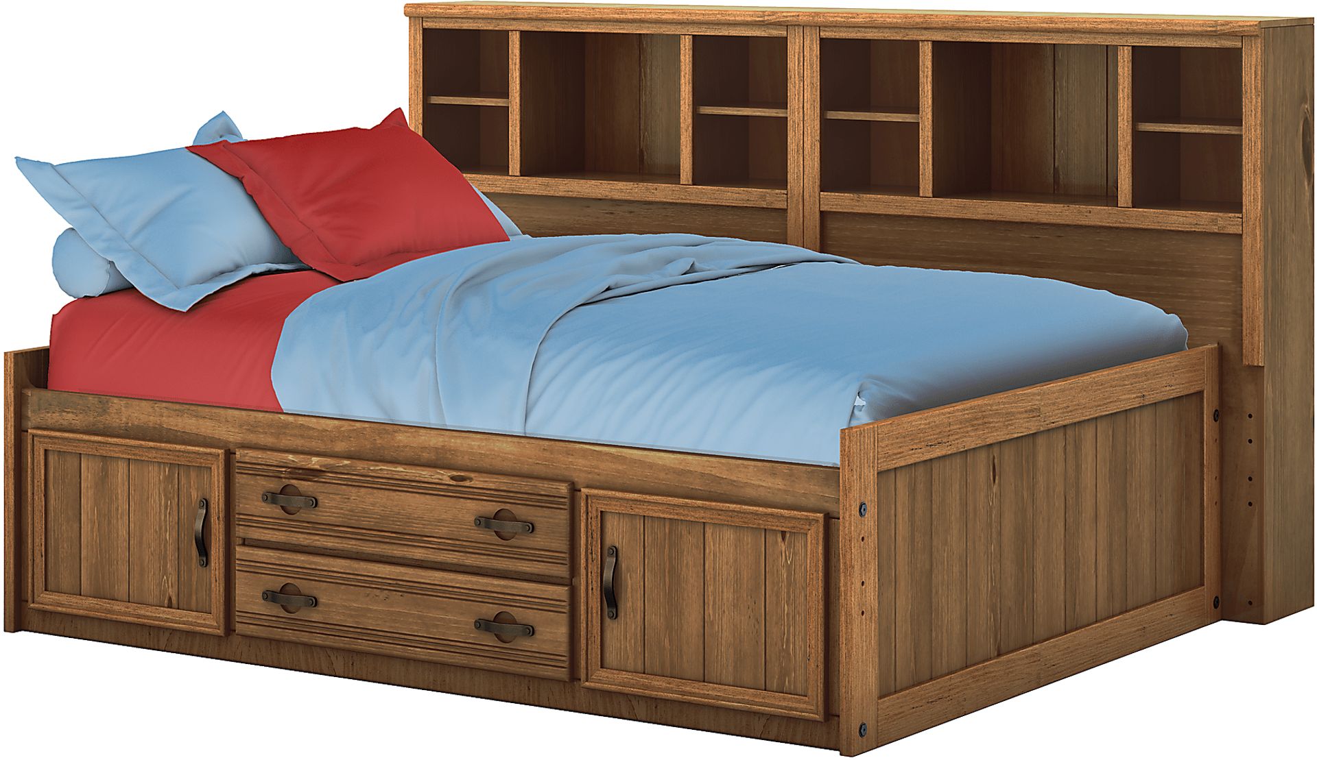 Kids Creekside Chestnut 5 Pc Full Bookcase Wall Bed - Image 2