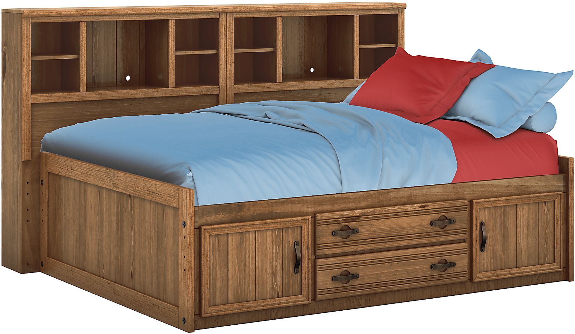 Kids Creekside Chestnut 5 Pc Full Bookcase Wall Bed - Image 1