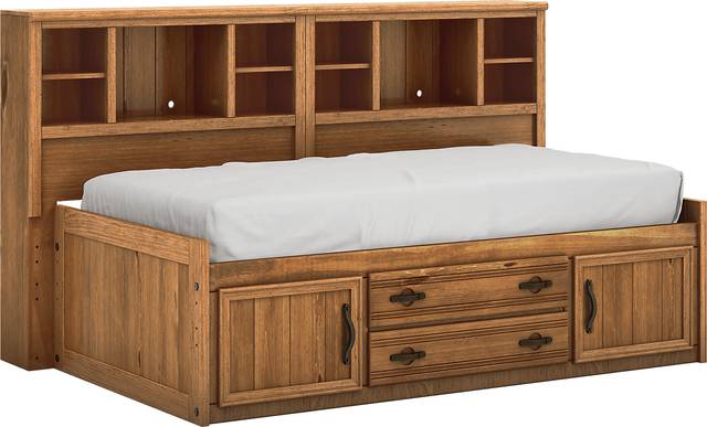 Kids Creekside Chestnut 5 Pc Twin Captain's Bookcase Wall Bed - Thumbnail - Image 1