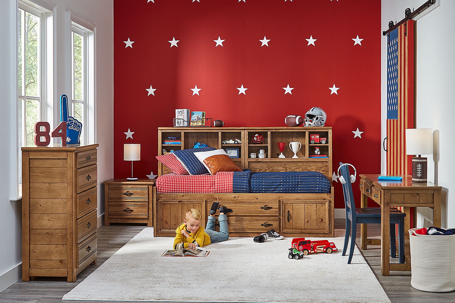 Kids Creekside Chestnut 5 Pc Twin Captain's Bookcase Wall Bed - Image 3