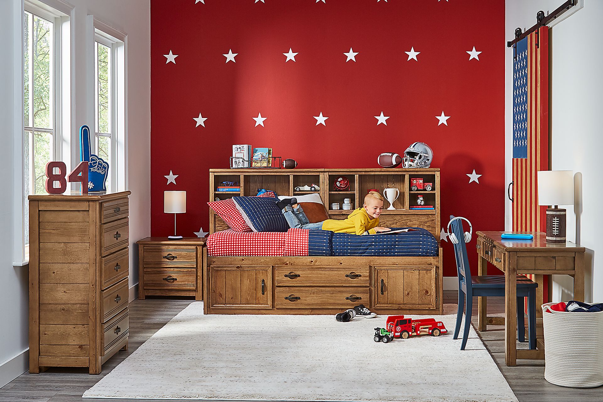 Kids Creekside Chestnut 5 Pc Twin Captain's Bookcase Wall Bed - Image 4
