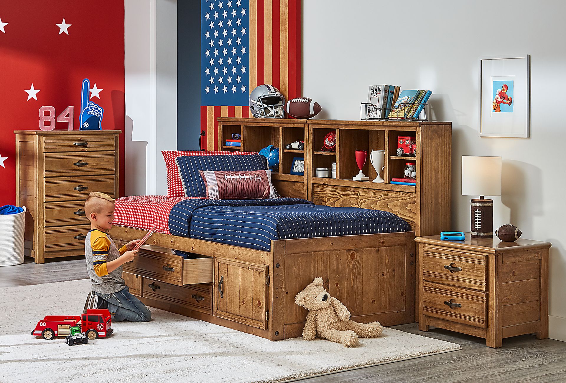Kids Creekside Chestnut 5 Pc Twin Captain's Bookcase Wall Bed - Image 5