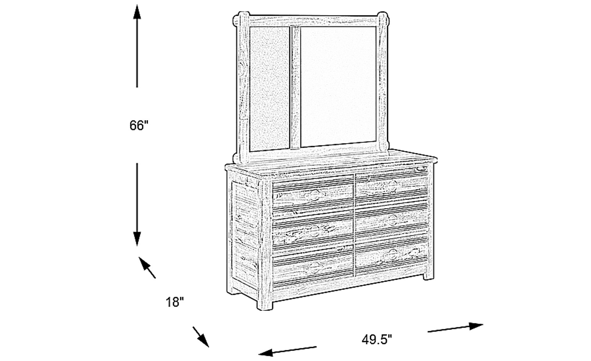 Dimension Image. Please refer to the Dimension Tab on this page for dimension details.