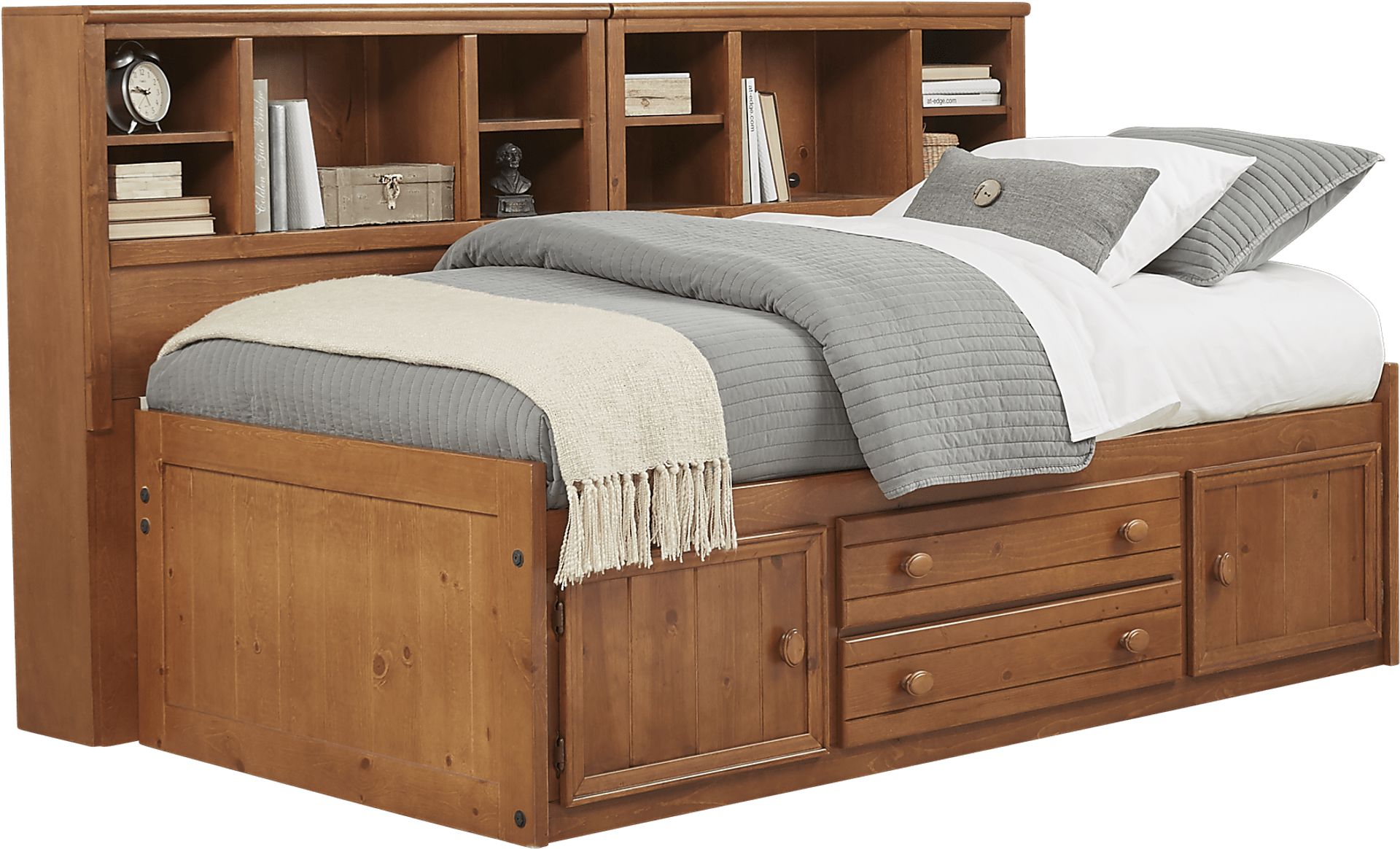 Kids Creekside Taffy 5 Pc Twin Captain's Bookcase Wall Bed - Image 1