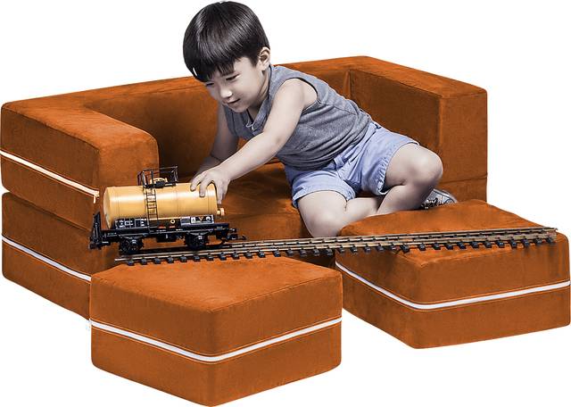 Kids Cubblie Orange Convertible Loveseat and Ottoman - Thumbnail - Image 2