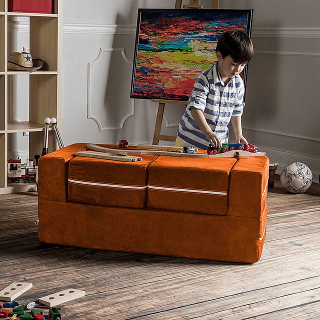 Kids Cubblie Orange Convertible Loveseat and Ottoman - Thumbnail - Image 6