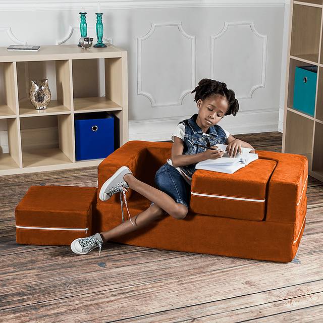 Kids Cubblie Orange Convertible Loveseat and Ottoman - Thumbnail - Image 7