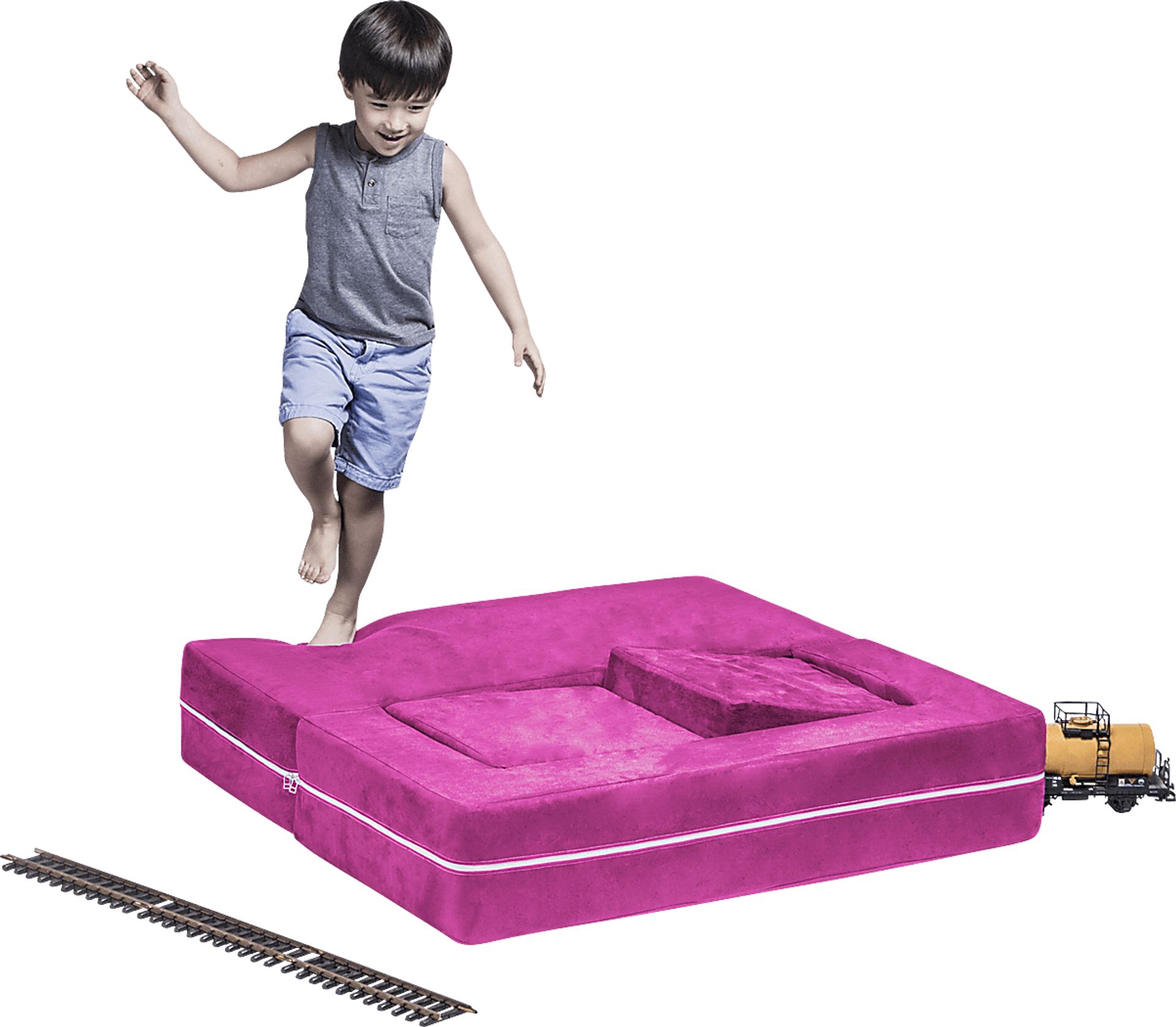 Kids Cubblie Pink Convertible Loveseat and Ottoman - Image 3