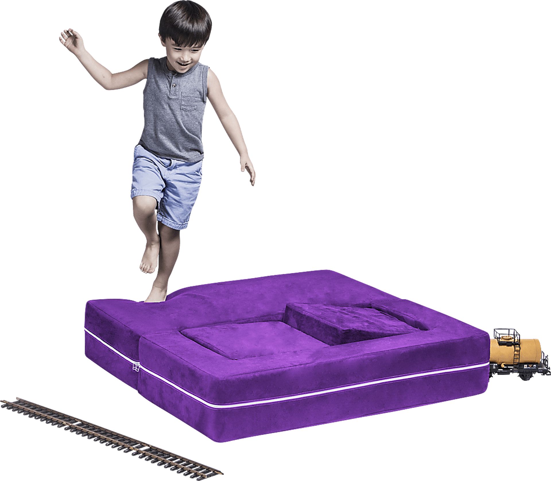Kids Cubblie Purple Convertible Loveseat and Ottoman - Image 3