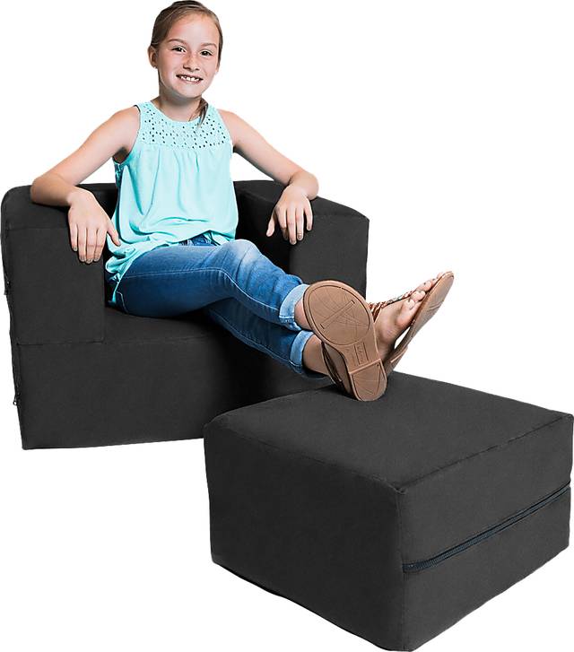 Kids Cubelax Black Covertible Chair and Ottoman - Thumbnail - Image 3