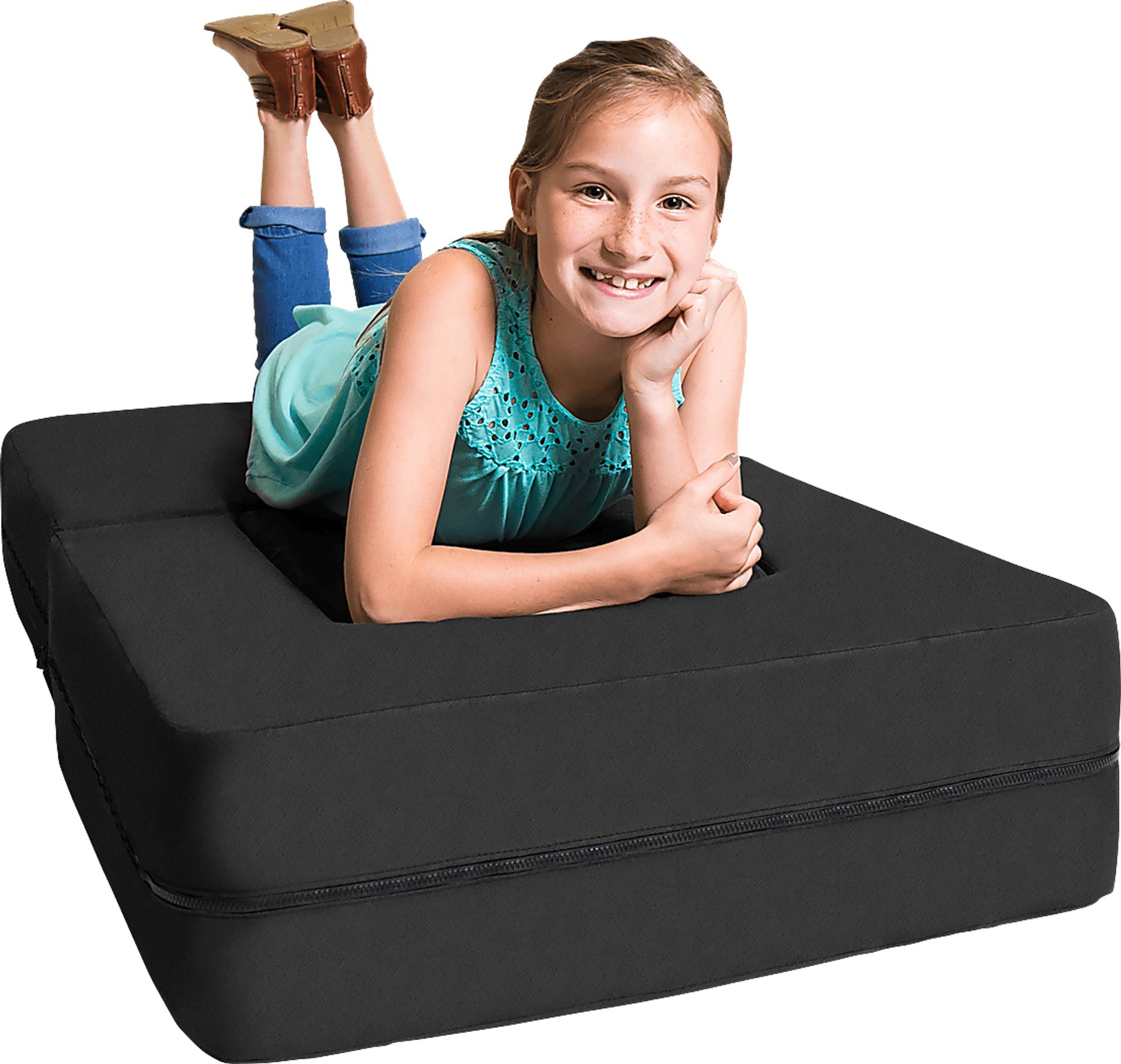 Kids Cubelax Black Covertible Chair and Ottoman - Image 6