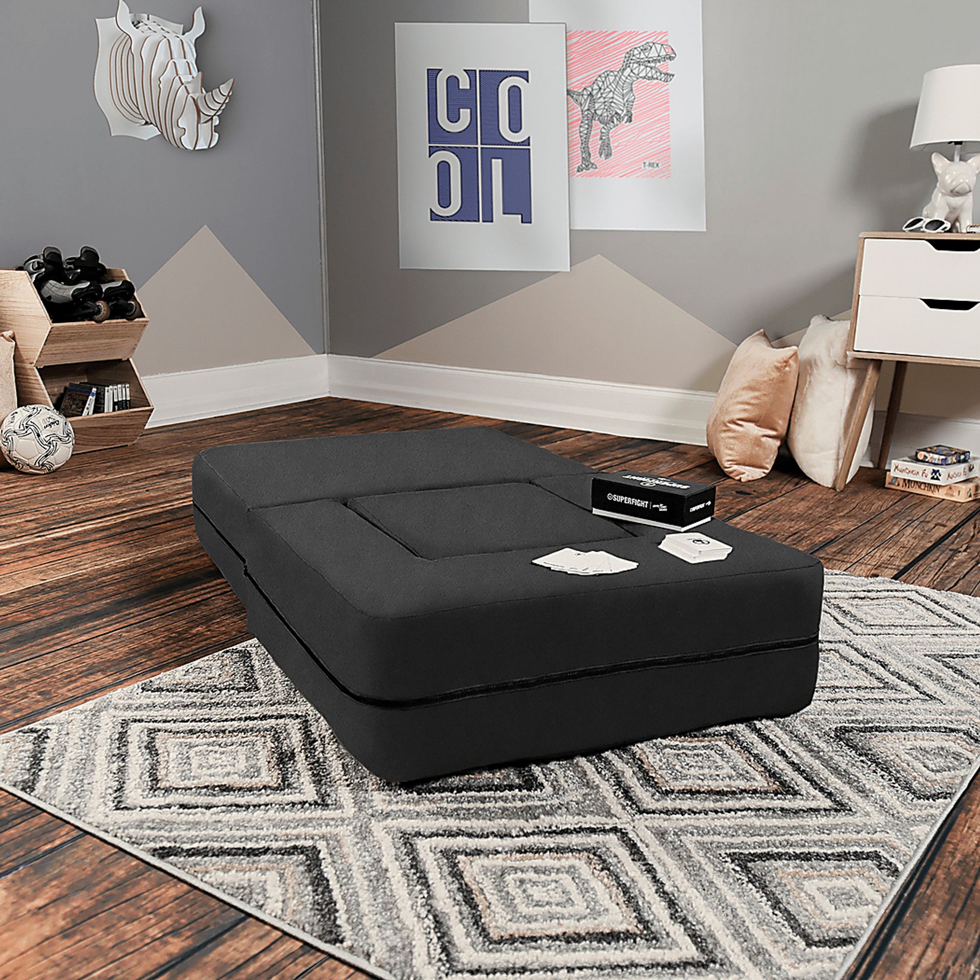 Kids Cubelax Black Covertible Chair and Ottoman - Image 7