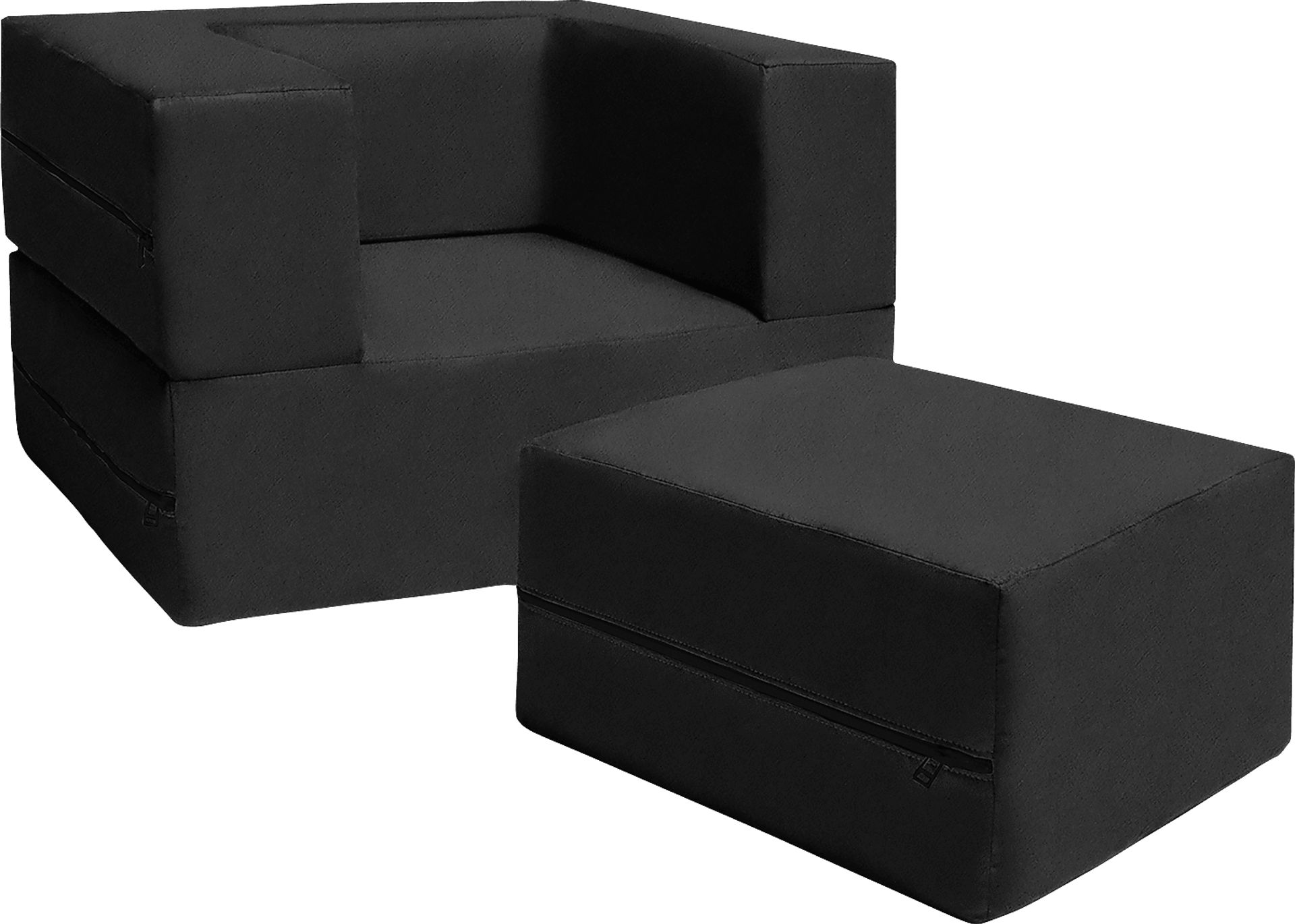 Kids Cubelax Black Covertible Chair and Ottoman - Image 1