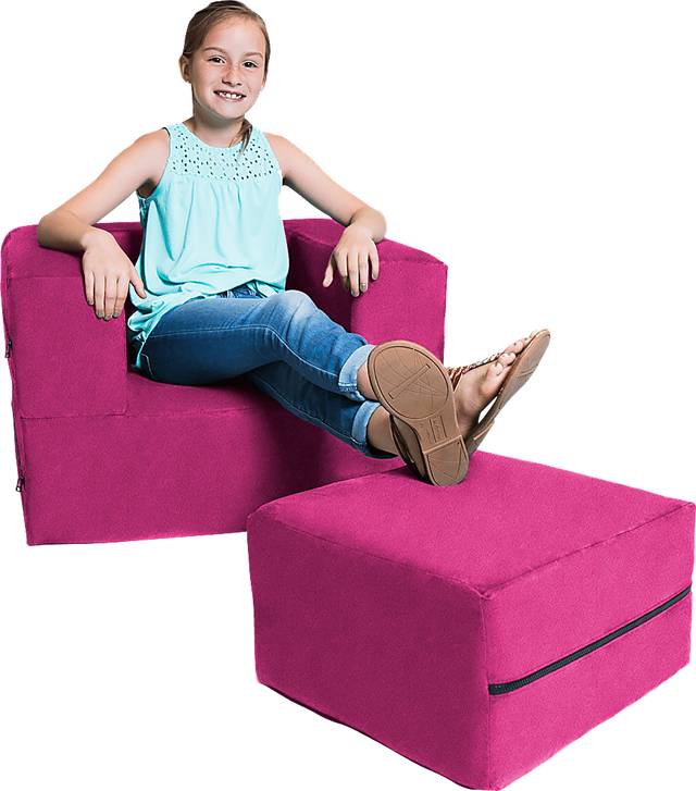 Kids Cubelax Fuchsia Convertible Chair and Ottoman - Thumbnail - Image 3