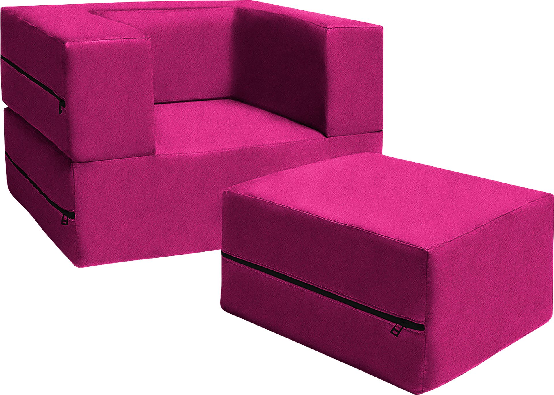 Kids Cubelax Fuchsia Convertible Chair and Ottoman - Image 1