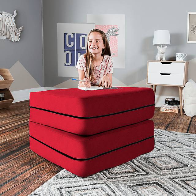 Kids Cubelax Red Convertible Chair and Ottoman - Thumbnail - Image 3