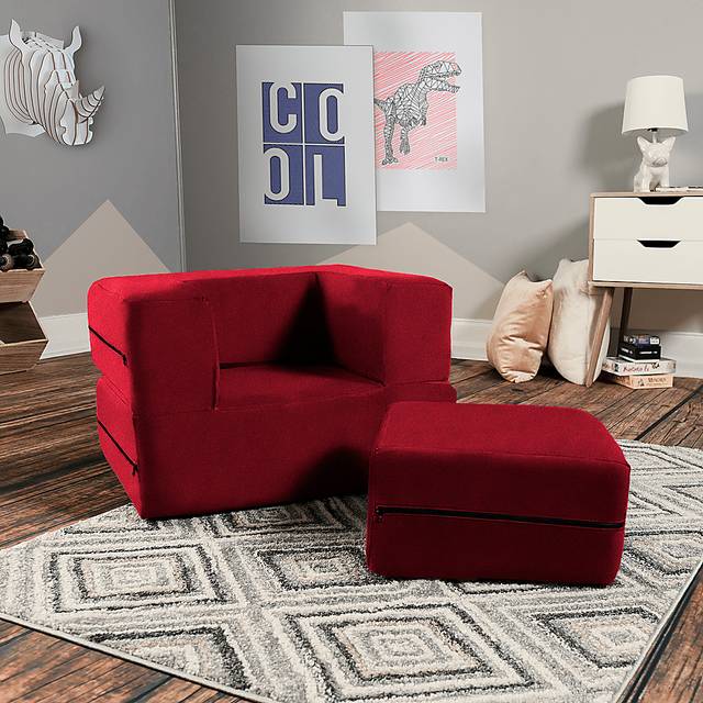 Kids Cubelax Red Convertible Chair and Ottoman - Thumbnail - Image 4