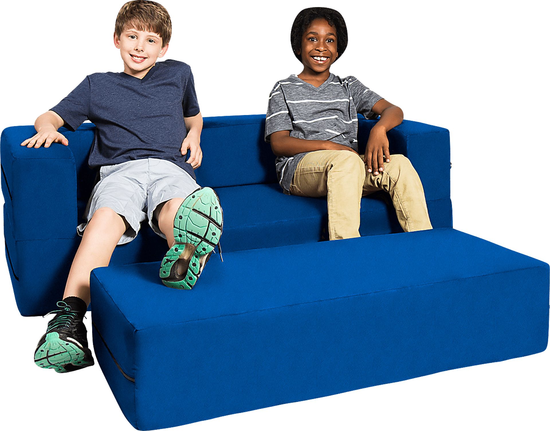 Kids Cubex Blue Convertible Sofa and Ottoman - Image 8