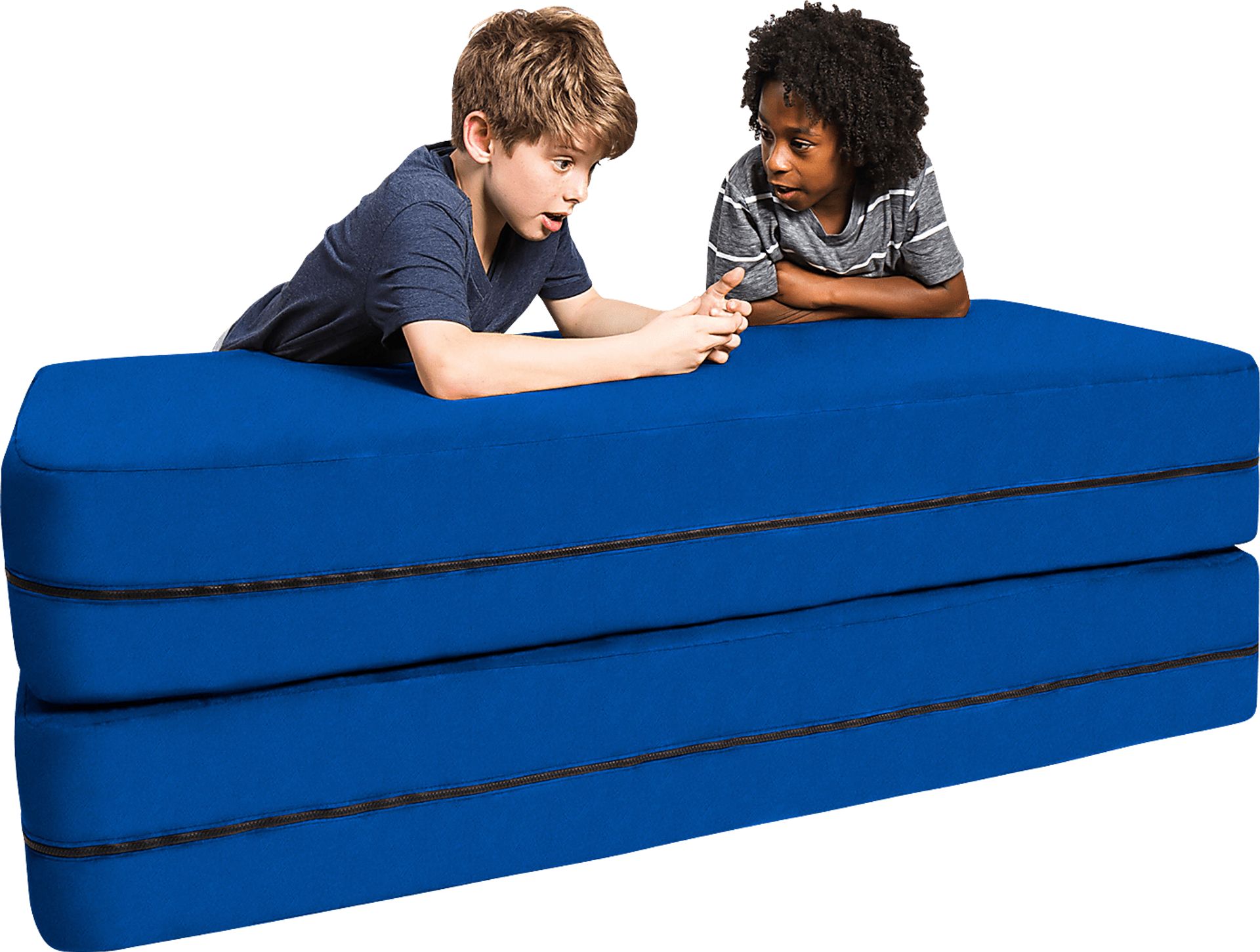 Kids Cubex Blue Convertible Sofa and Ottoman - Image 1