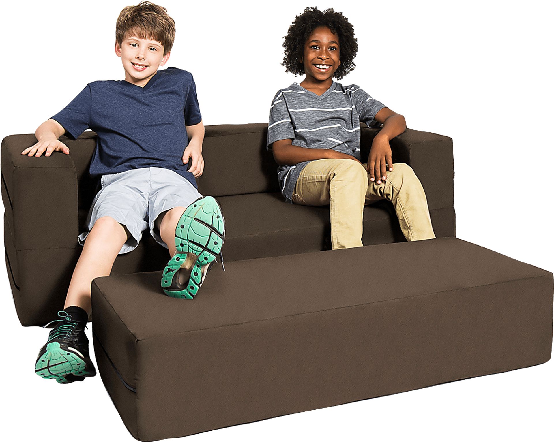 Kids Cubex Brown Convertible Sofa and Ottoman - Image 7