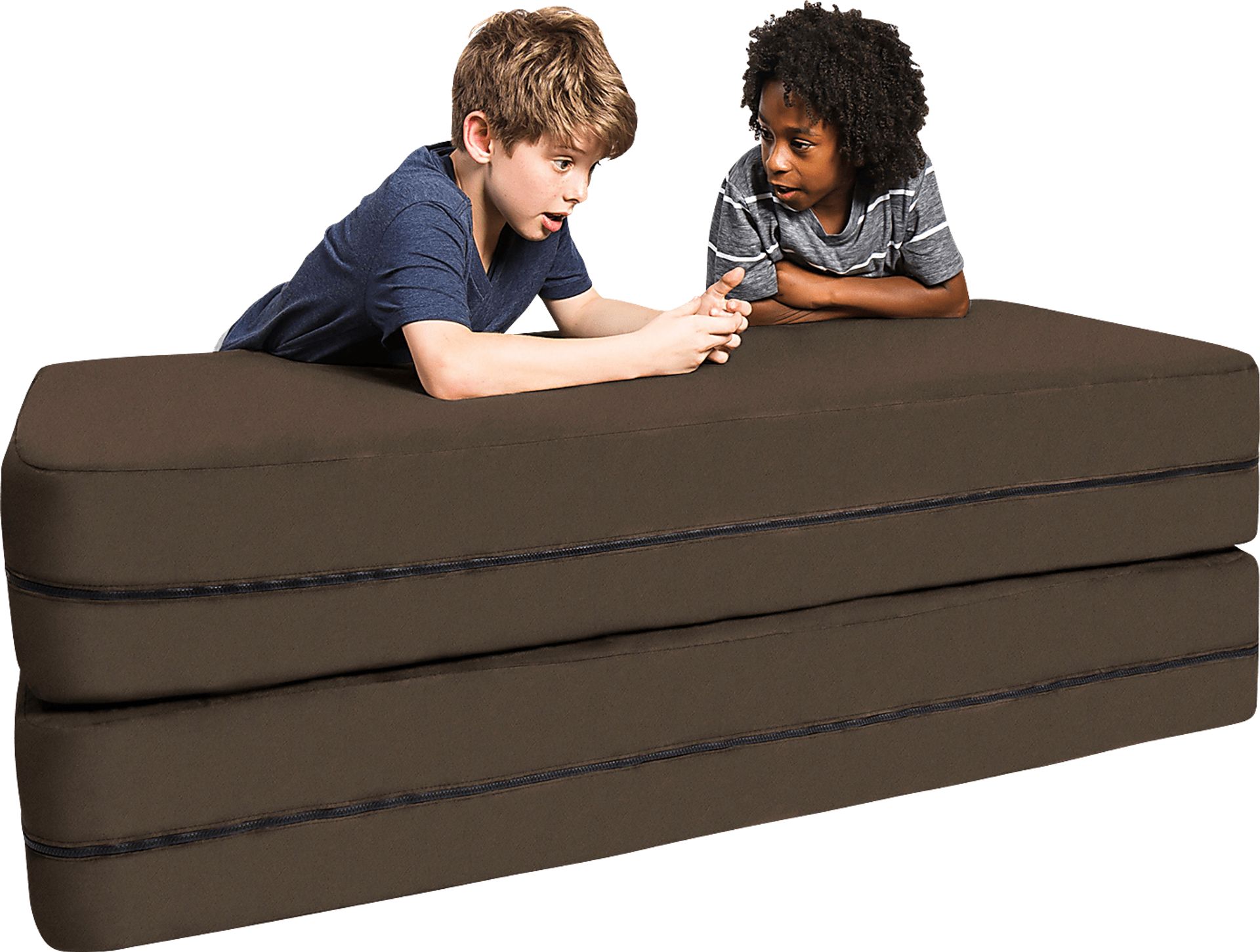 Kids Cubex Brown Convertible Sofa and Ottoman - Image 1