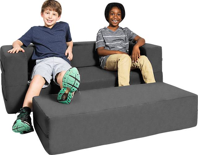 Kids Cubex Gray Convertible Sofa and Ottoman - Thumbnail - Image 8