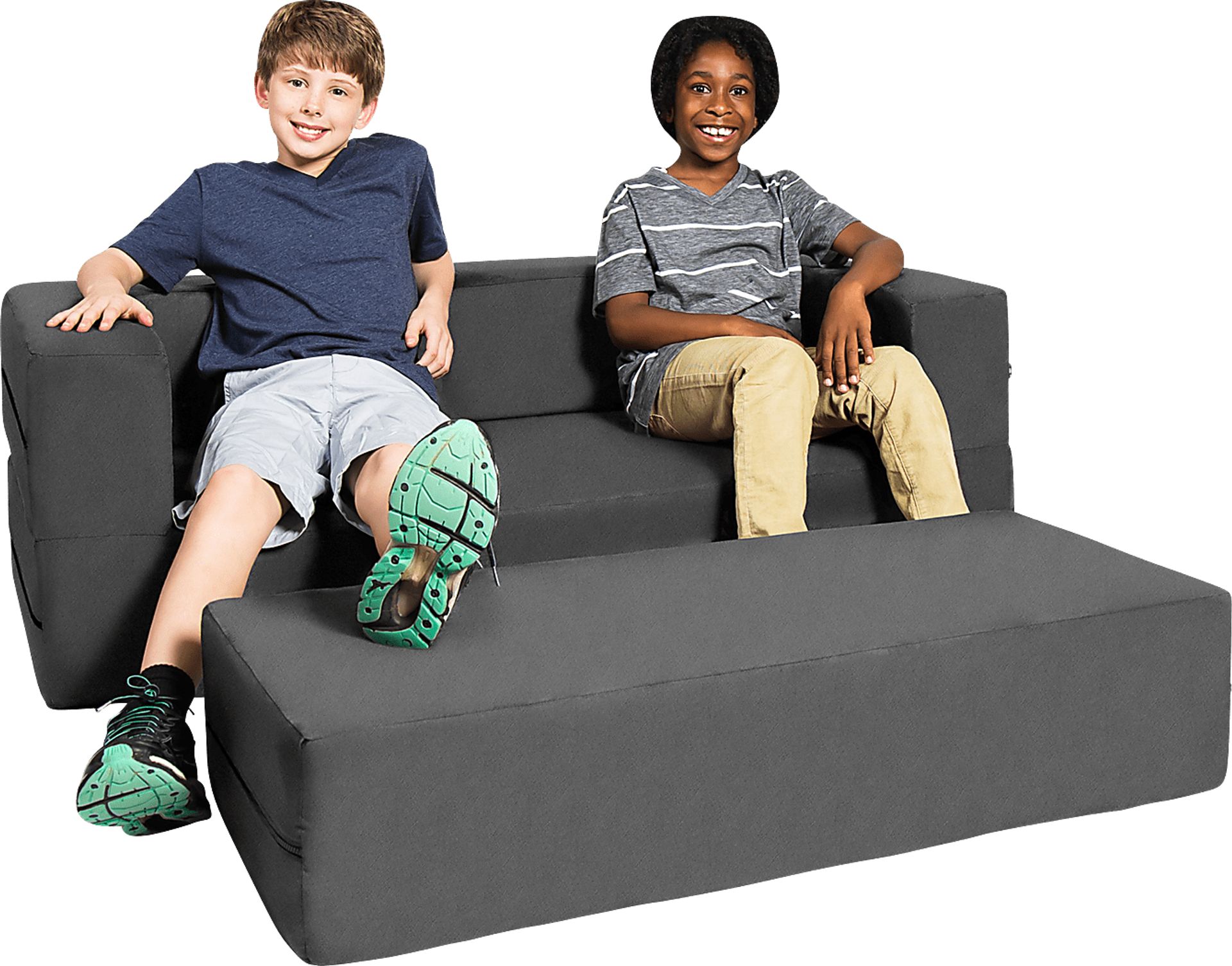 Kids Cubex Gray Convertible Sofa and Ottoman - Image 8