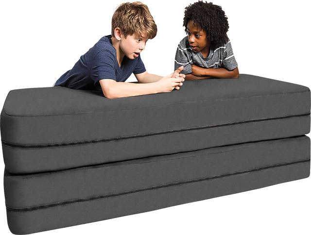 Kids Cubex Gray Convertible Sofa and Ottoman - Thumbnail - Image 1