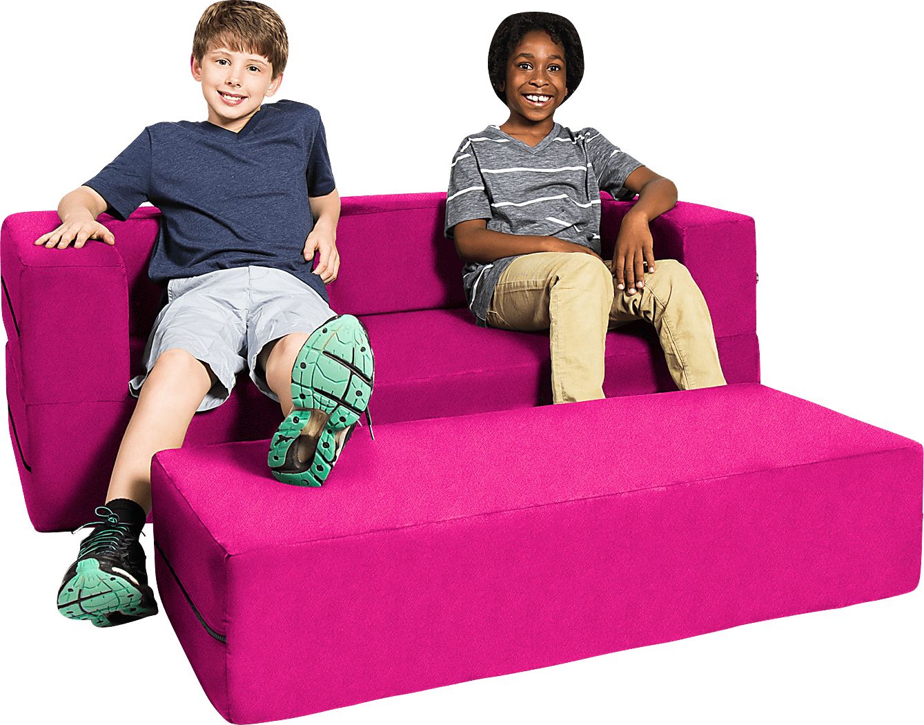 Kids Cubex Pink Convertible Sofa and Ottoman - Thumbnail 2