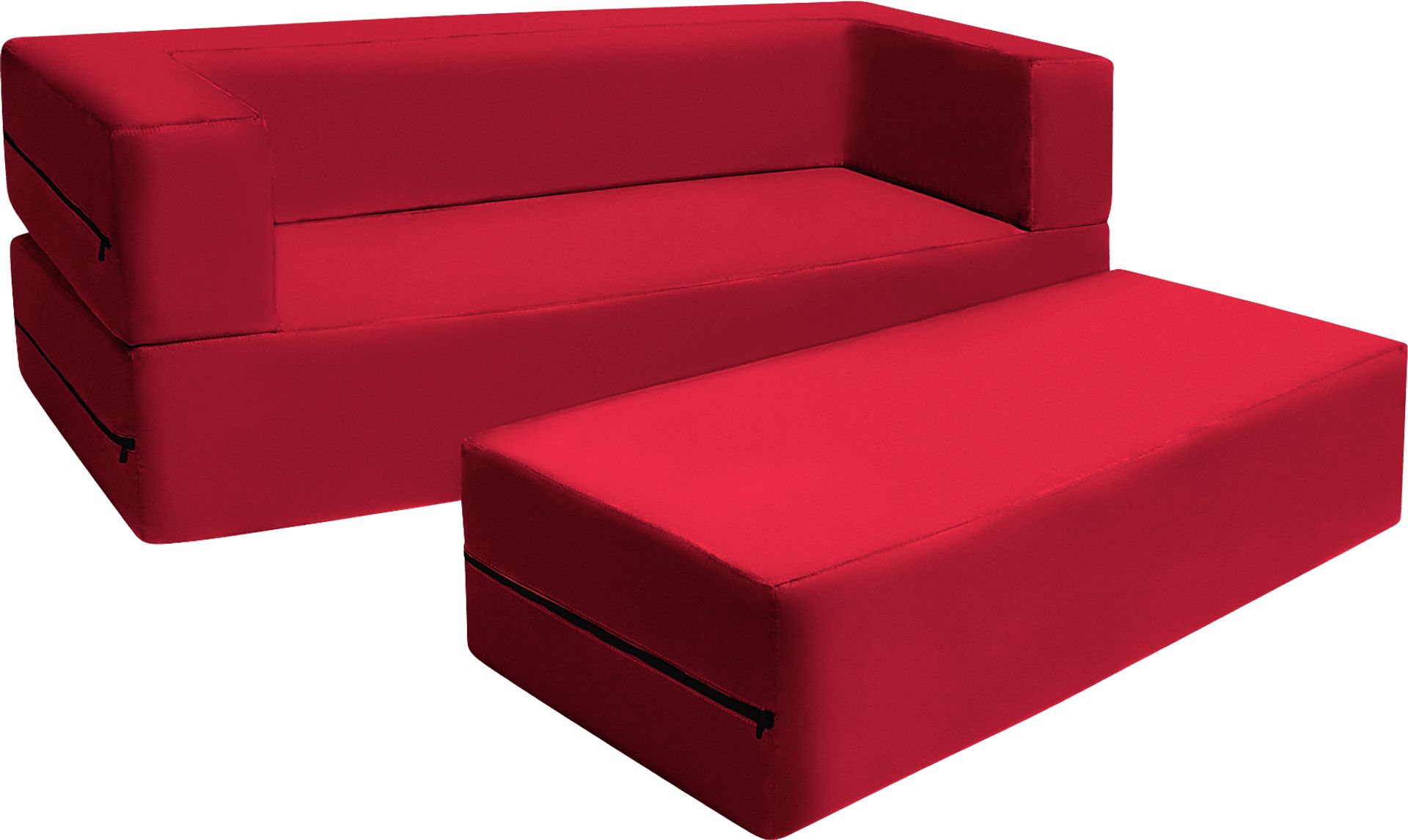 Kids Cubex Red Convertible Sofa and Ottoman - Image 4