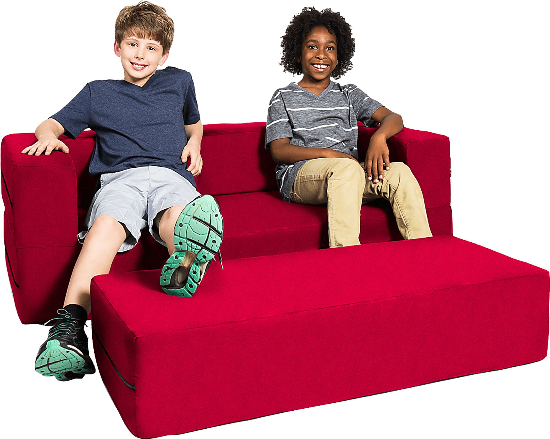 Kids Cubex Red Convertible Sofa and Ottoman - Image 8