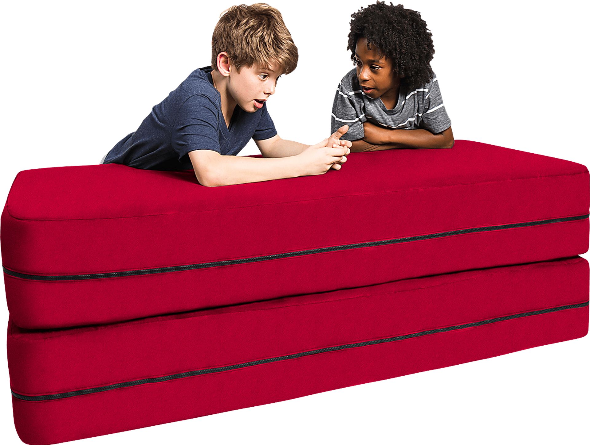 Kids Cubex Red Convertible Sofa and Ottoman - Image 1