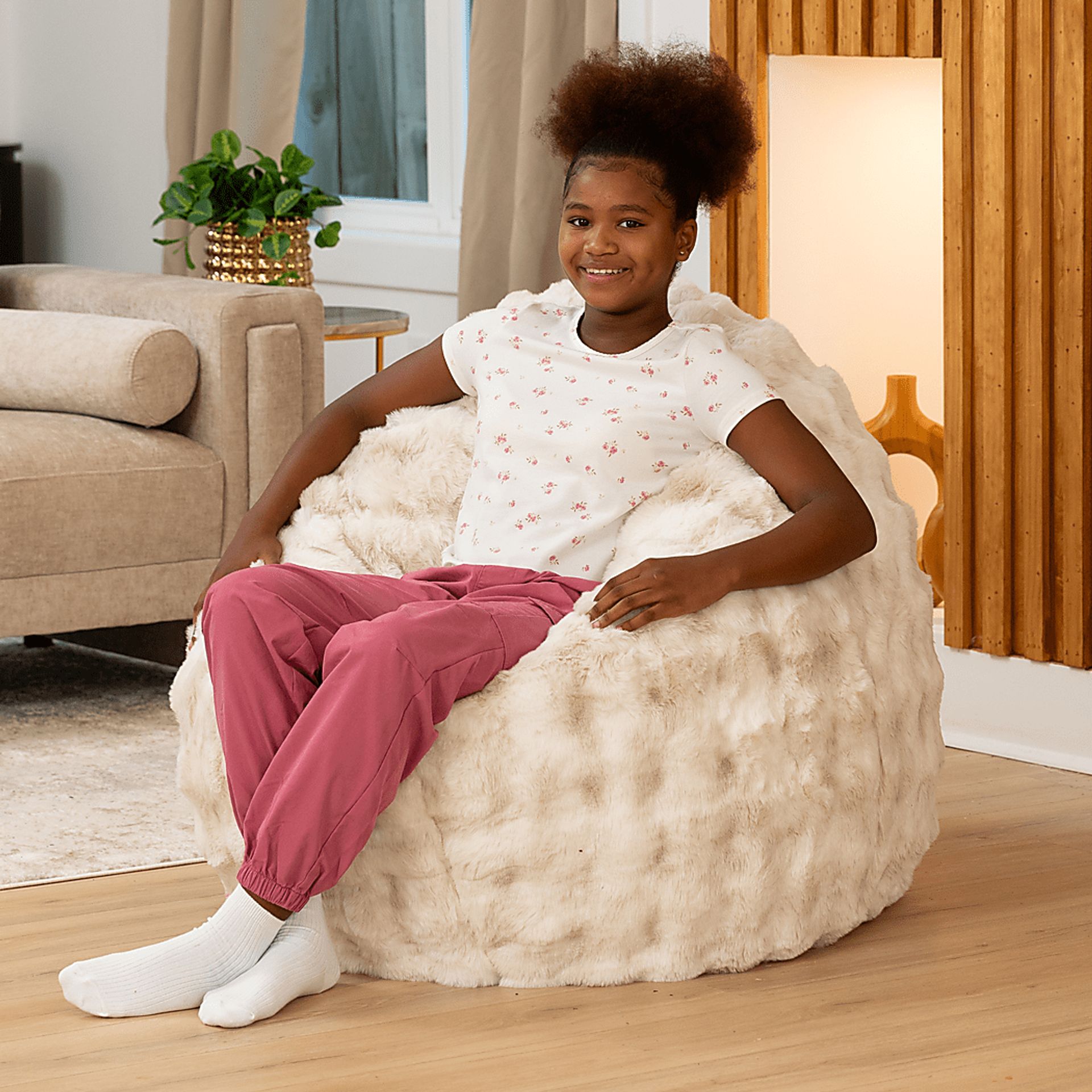 Kids Cuddler Cocoon Cream Bean Bag Lounger - Image 5