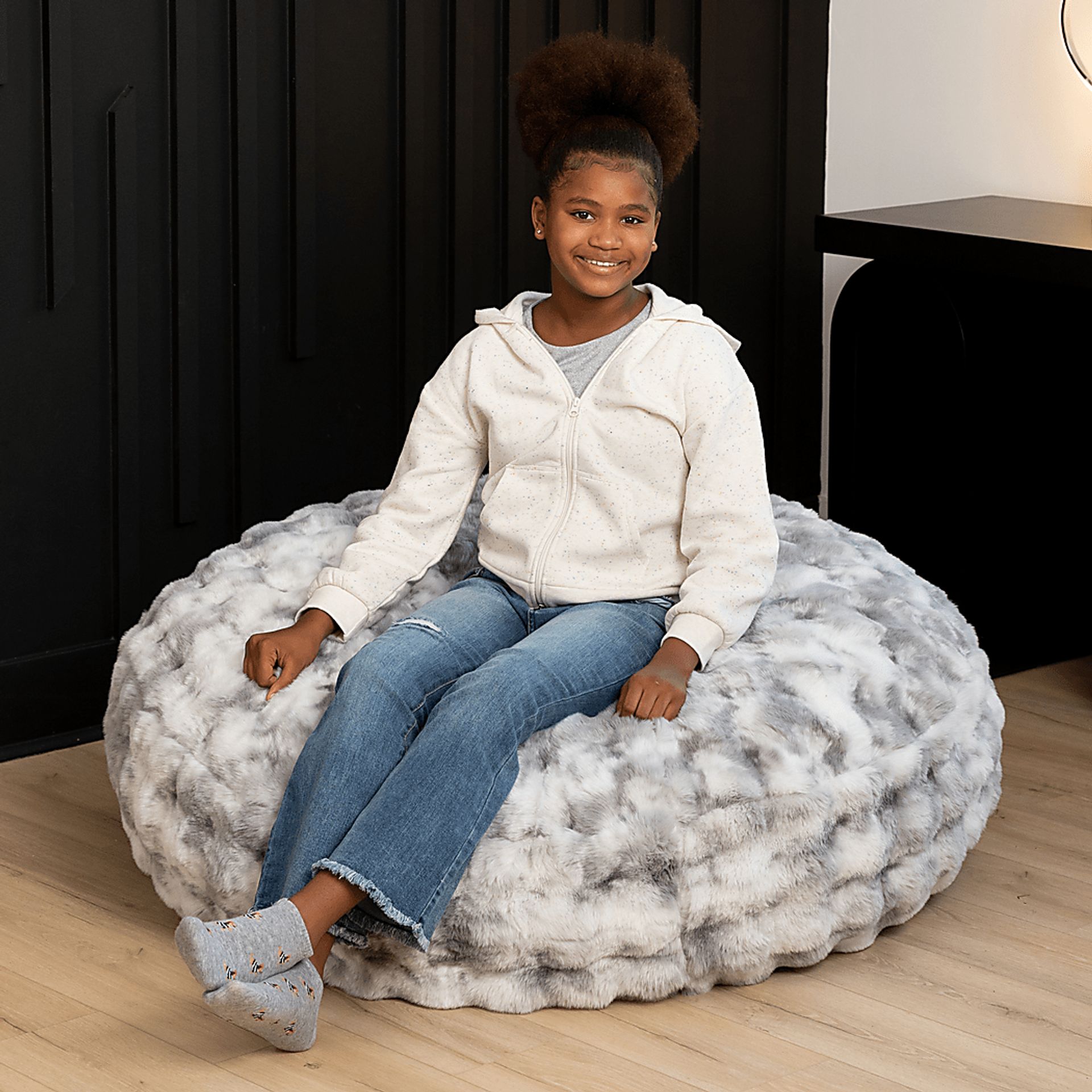 Kids Cuddler Cocoon Gray Bean Bag Lounger - Image 4