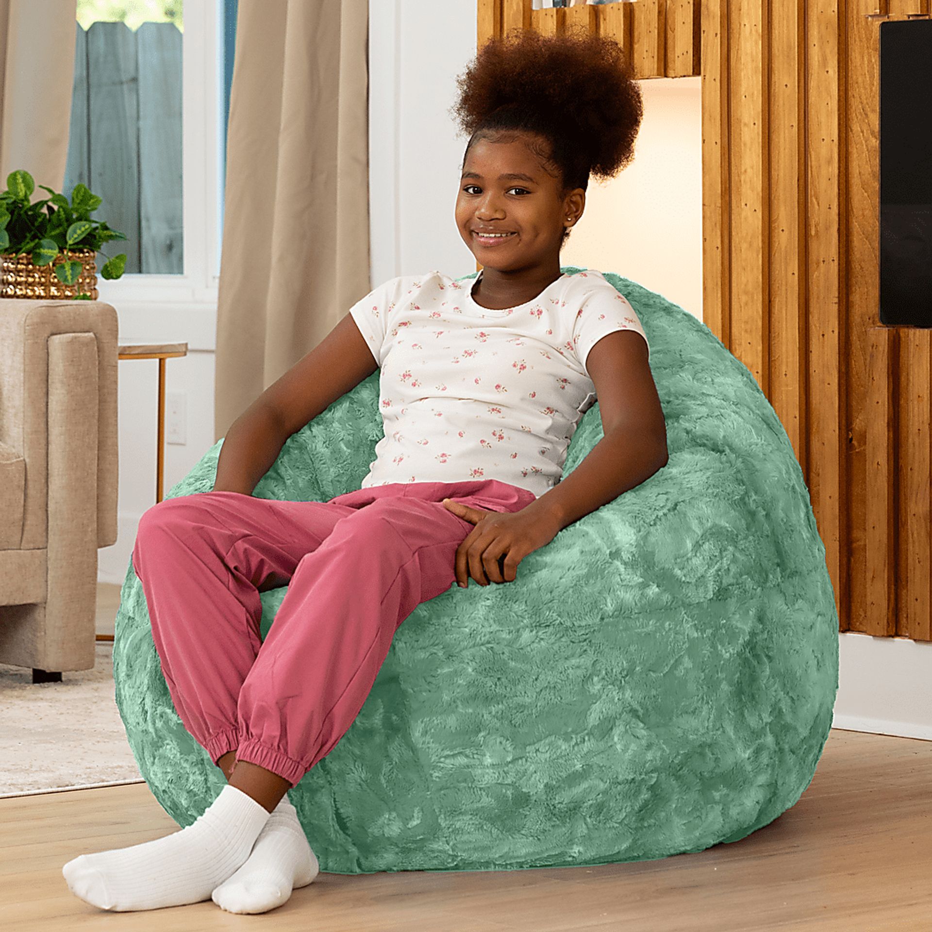 Kids Cuddler Cocoon Green Bean Bag Lounger - Image 5
