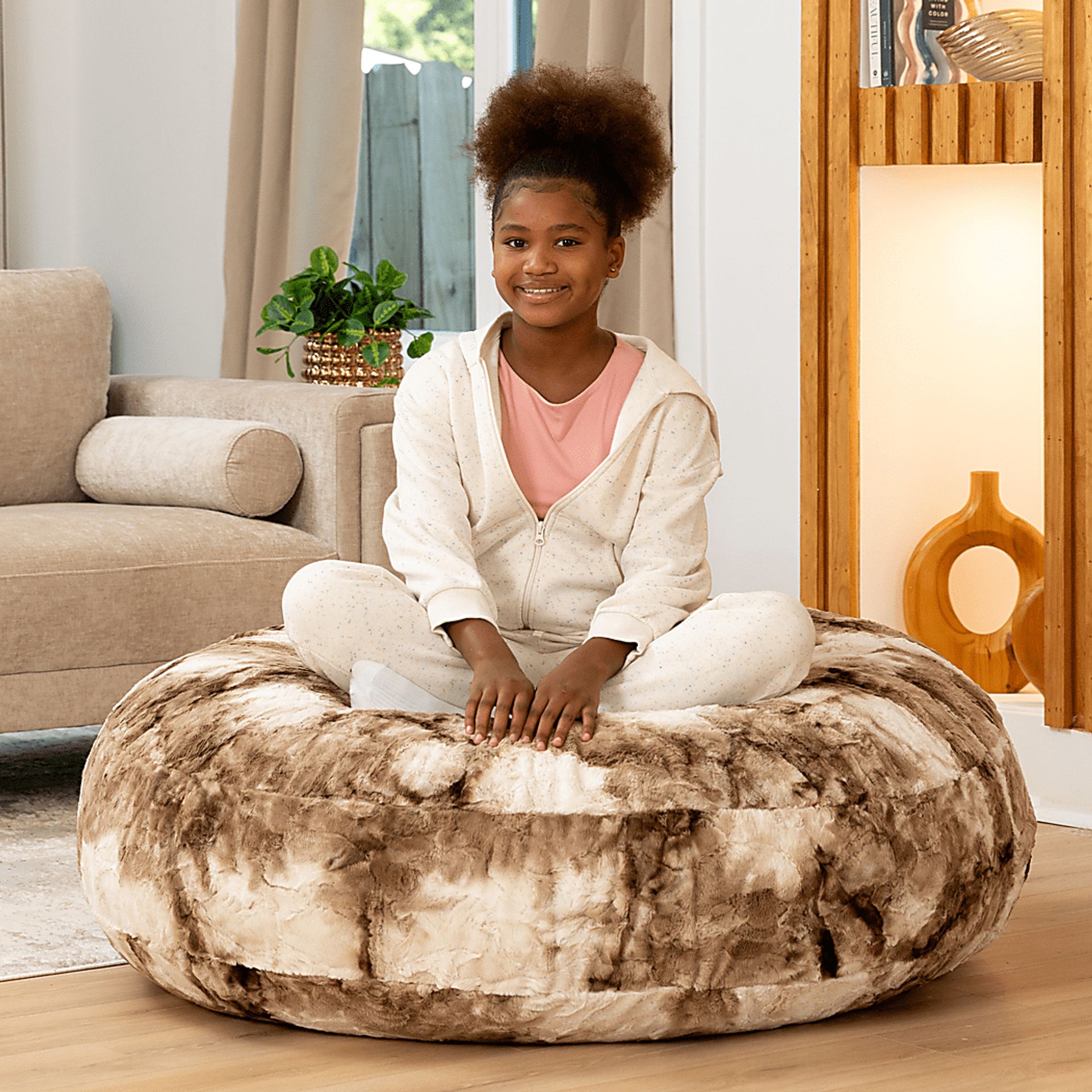 Kids Cuddler Cocoon Tie-Die Brown Bean Bag Lounger - Image 3