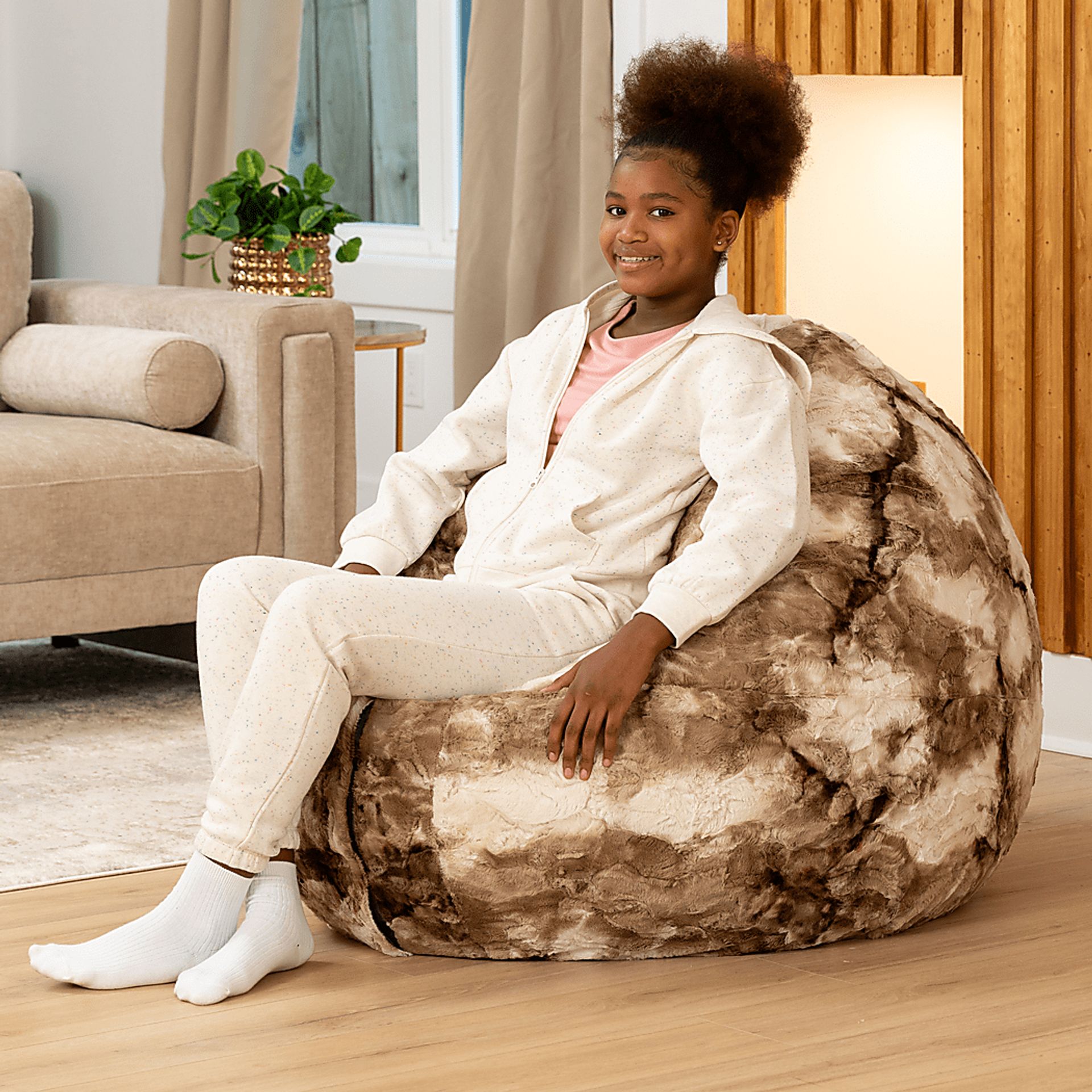 Kids Cuddler Cocoon Tie-Die Brown Bean Bag Lounger - Image 4