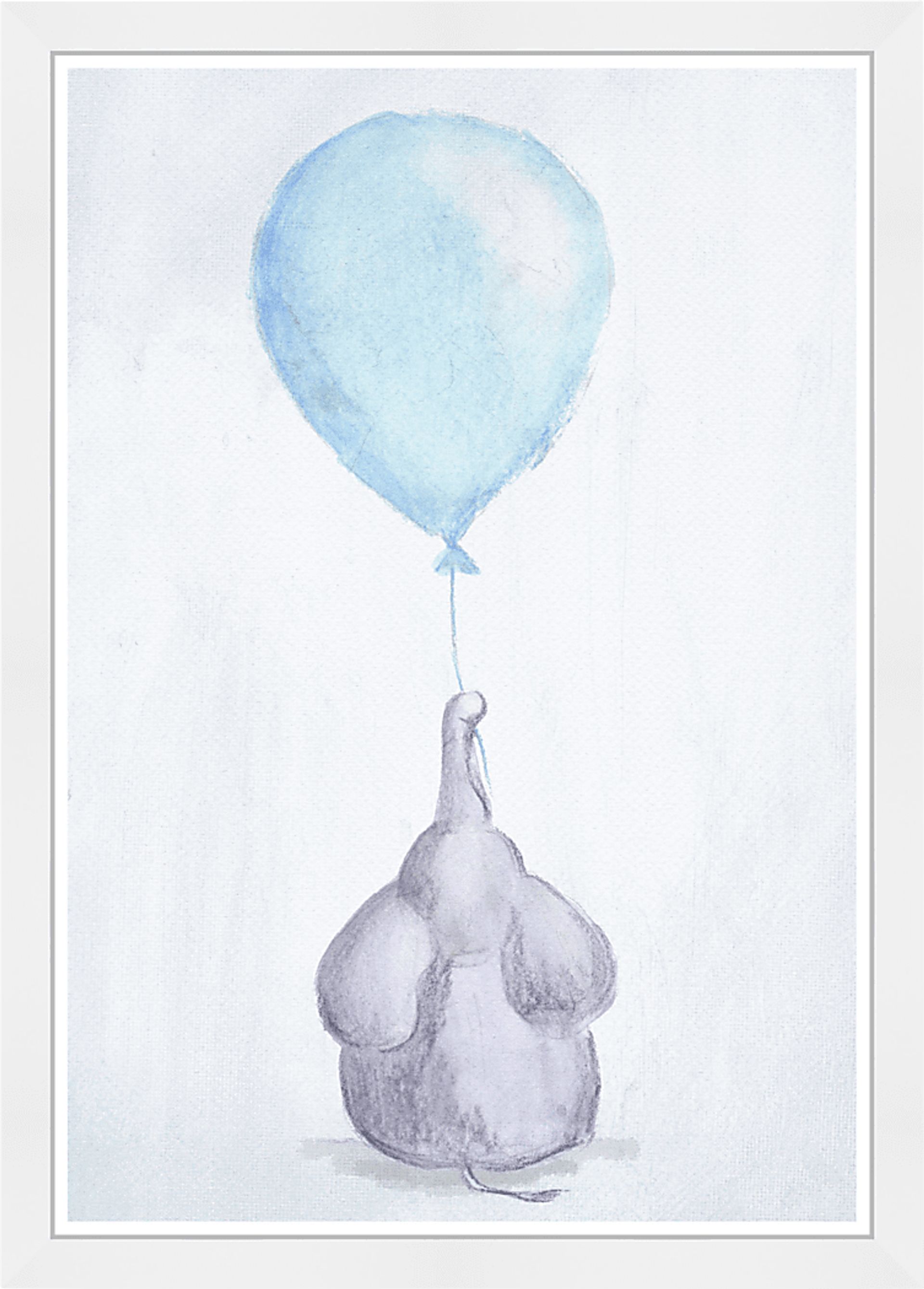 Kids Curious Elephant Blue Wall Art - Image 1