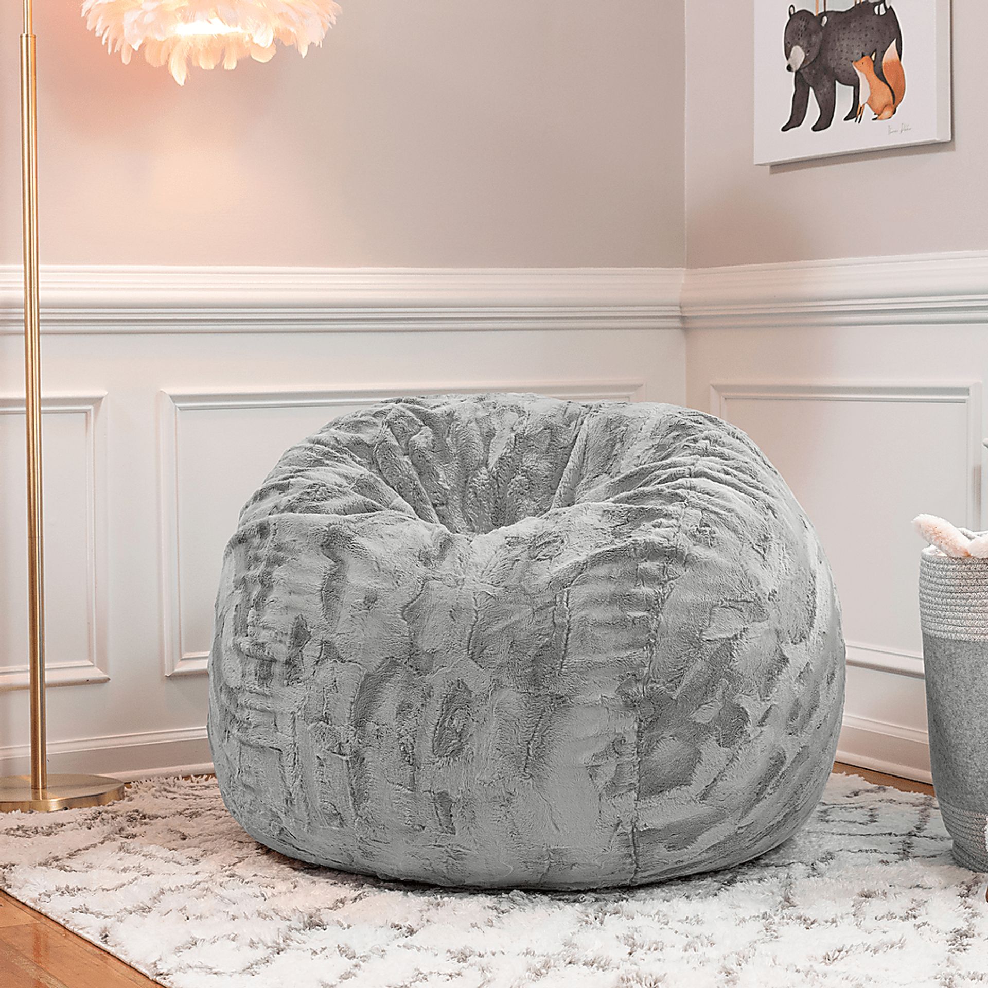 Kids Cushy Cloud Gray Bean Bag Chair - Image 2
