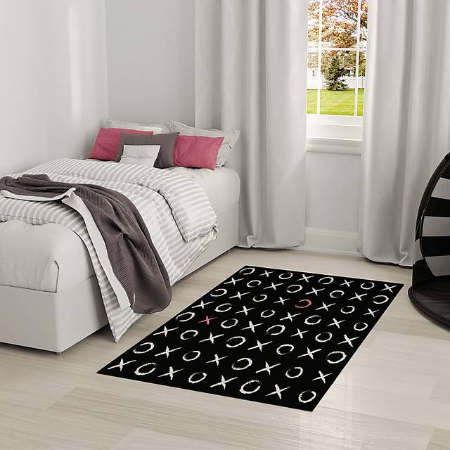 Kids Cute Hugs Black 4' x 6' Rug - Thumbnail - Image 2