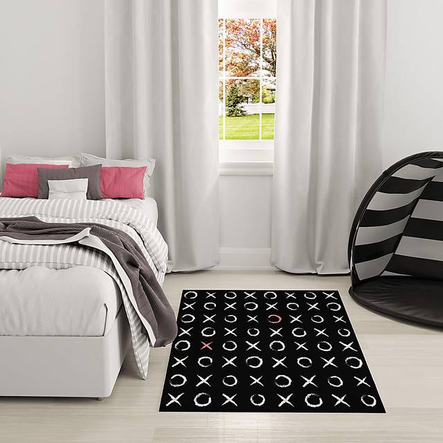 Kids Cute Hugs Black 4' x 6' Rug - Thumbnail - Image 3