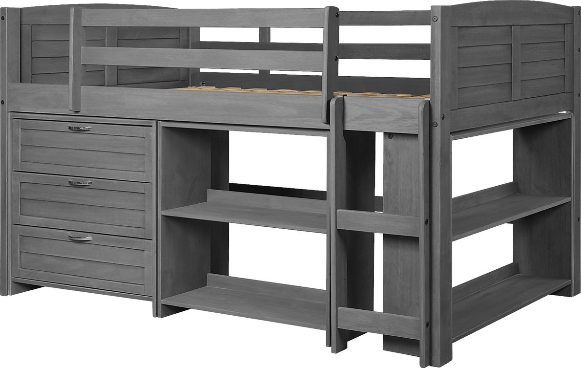 Kids Daintree Gray Twin Jr. Loft Bed with Bookcases - Rooms To Go