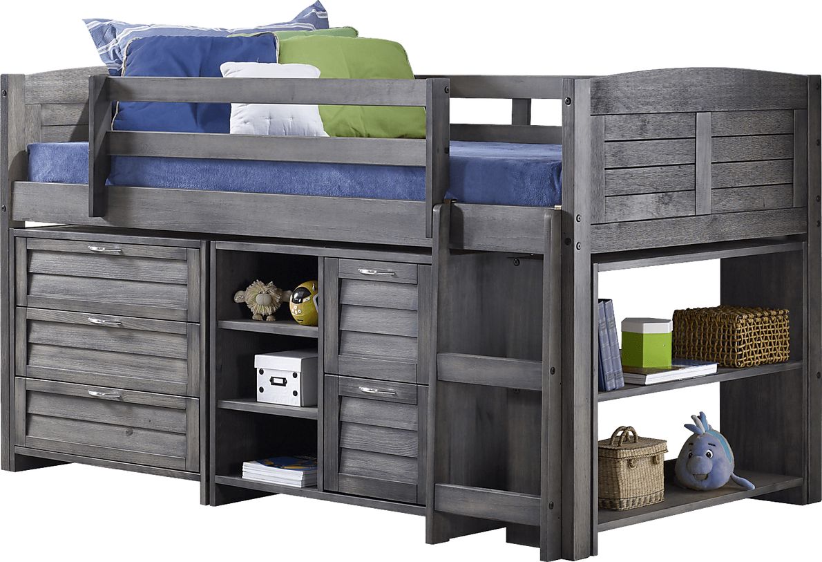 Kids Daintree Gray Twin Jr. Loft Bed with Drawers