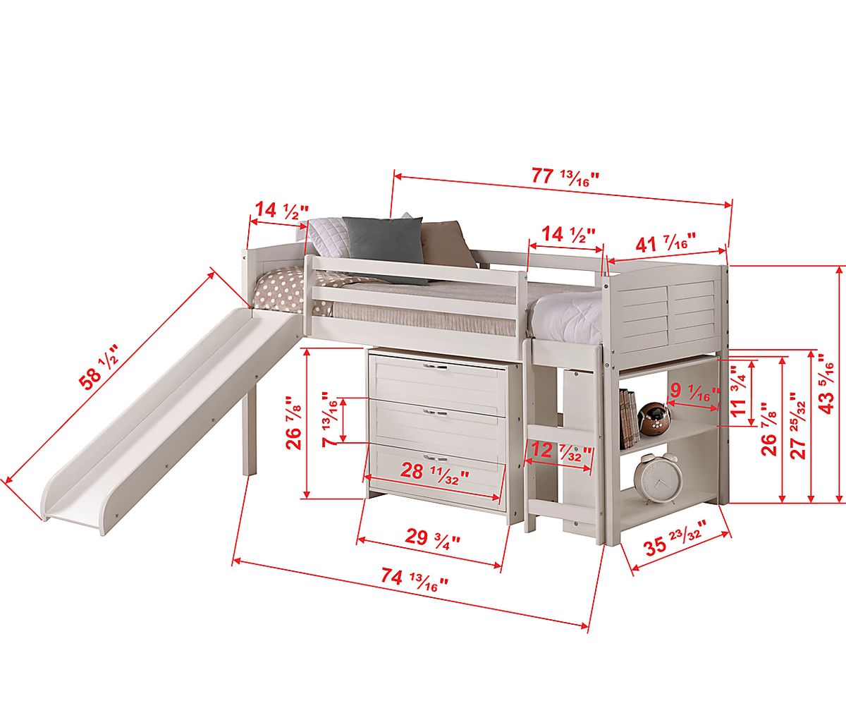 Daintree White Colors,White Loft Bed | Rooms to Go