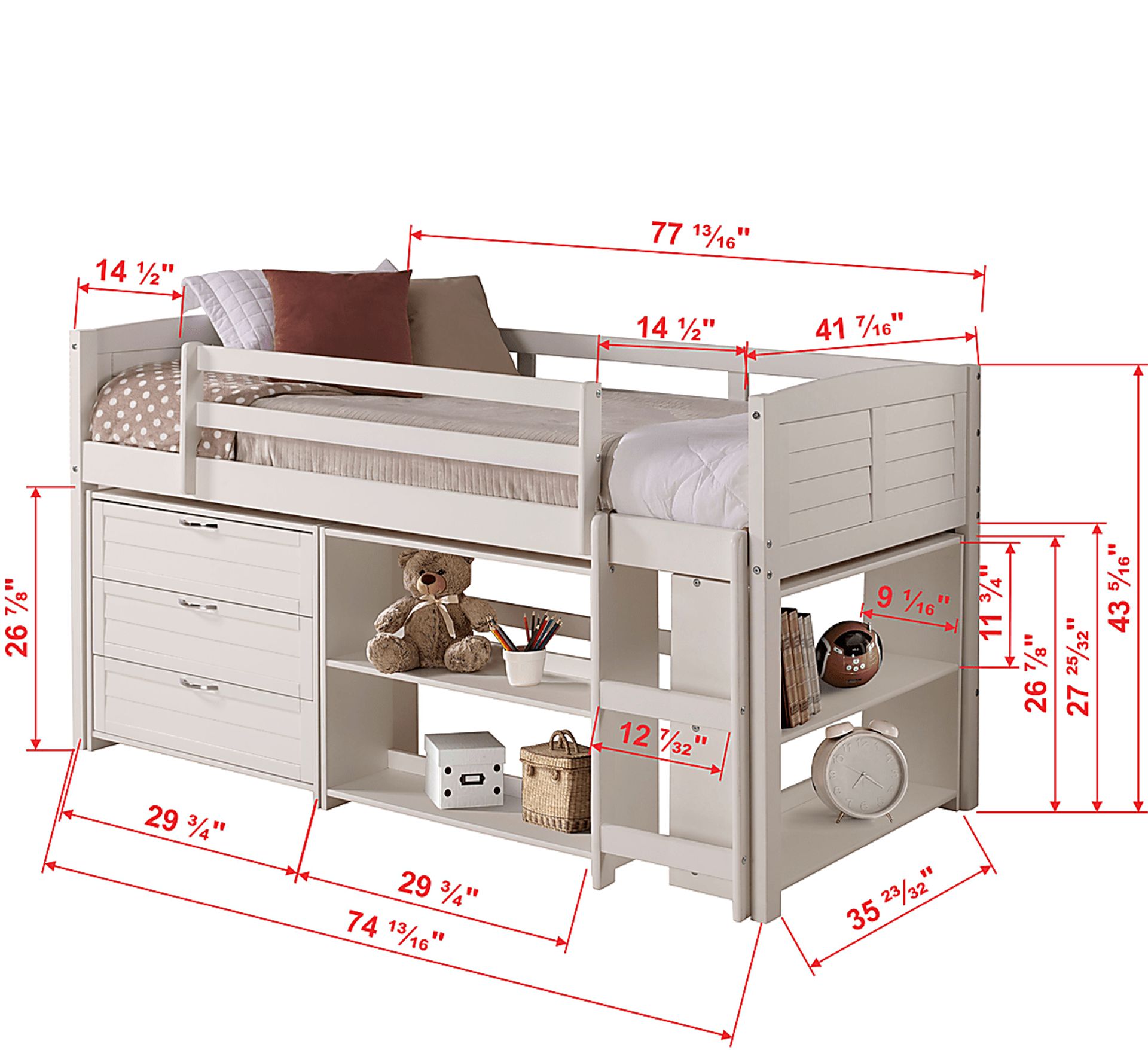 Kids Daintree White Twin Jr. Loft Bed - Image 2
